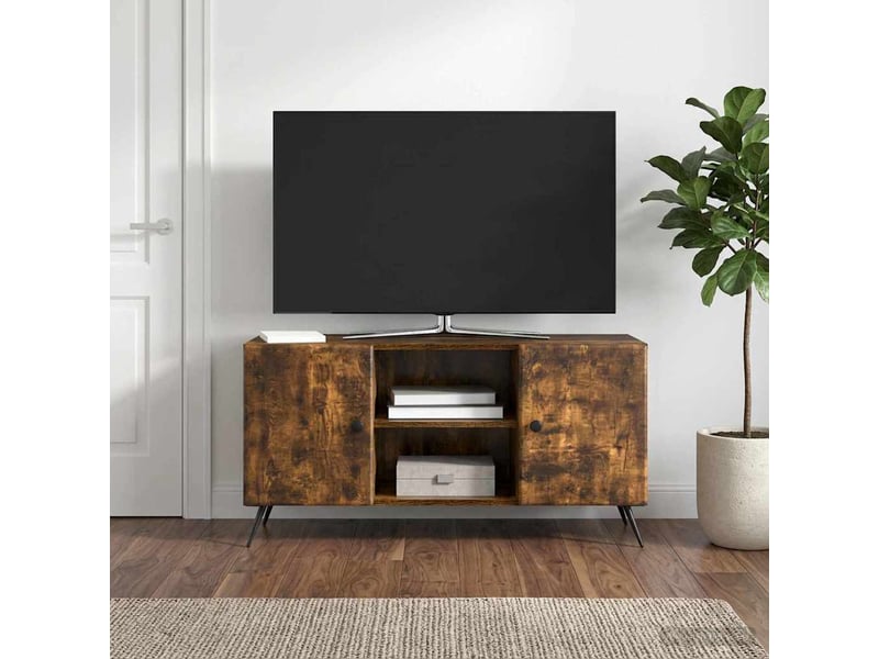  Meuble tv - banc tv - meuble de rangement 102 x 34,5 x 50 cm chêne fumé bois d'ingénierie  - Conforama D