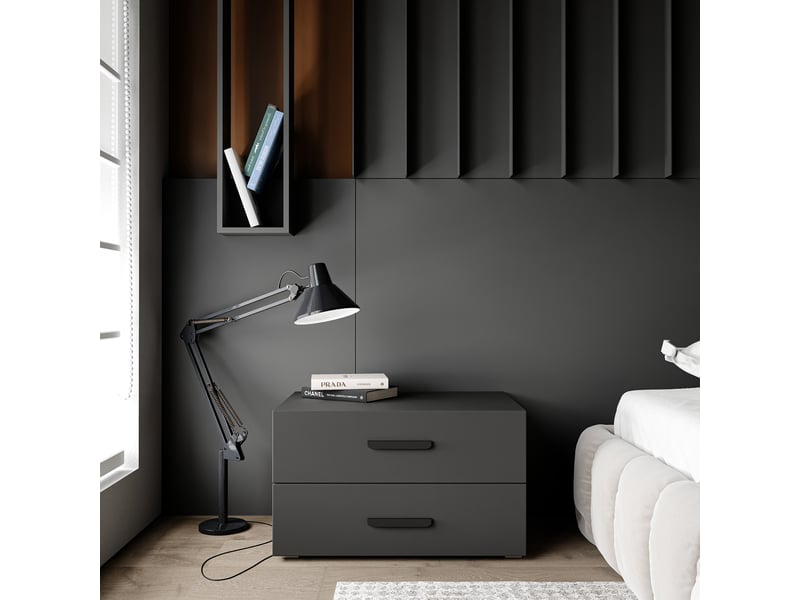  Table de chevet clasi - avec 2 tiroirs - moderne - 74x52x35 cm - noir CLASI - Conforama D