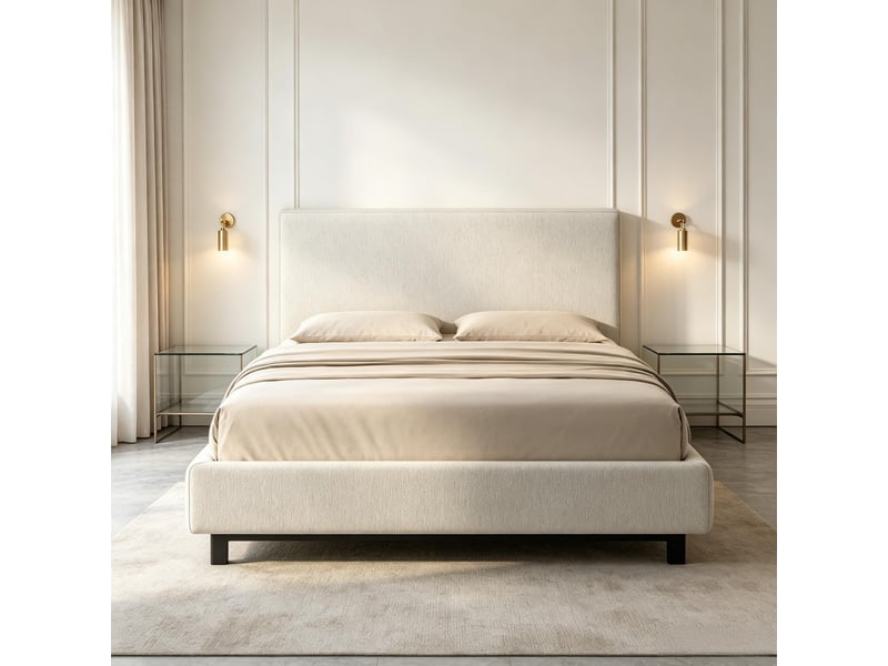 Tête de lit murale rembourrée en lin 140 × 60 cm, panneau suspendu pour chambre - Conforama B