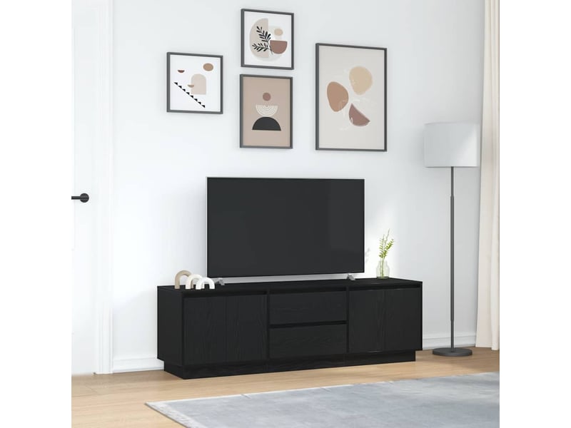 Meuble tv - banc tv - meuble de rangement avec lumières led chêne noir 160,5x41x50 cm - Conforama D