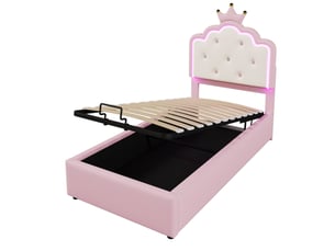 Lit coffre 90x200 cm <strong></strong> <strong></strong> coloris rose