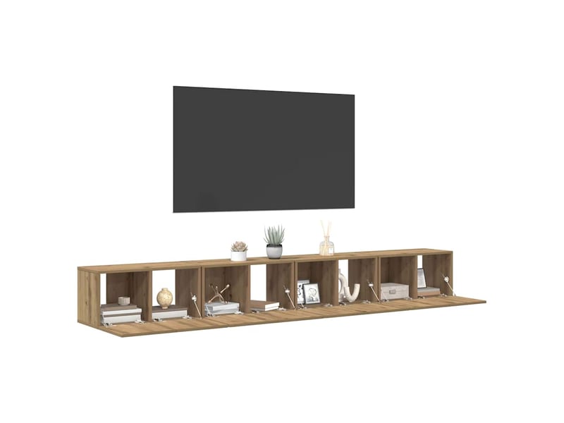  Ensemble meuble tv - banc tv - meuble de rangement 4 pcs chêne artisanal bois d'ingénierie  - Conforama C