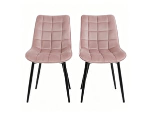 Chaise de salle à manger, lot de 2 avec assise rembourrée, dossier ergonomique et patins antidérapants en velours rose