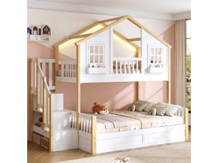 Lit superposé 140x200 cm <strong>OKMYHOME</strong> <strong></strong> coloris blanc