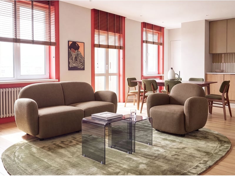  Ensemble de salon 3 places jule tissu marron  - Conforama B