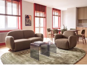 Canapé droit fixe <strong></strong> <strong></strong> 3 places Tissu marron avec coffre de rangement