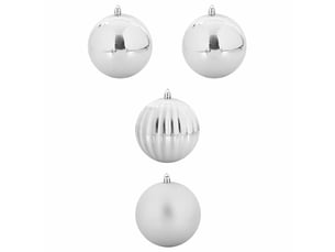 Ensemble de boules de noël xxl 4 pcs argenté ø 20 cm plastique