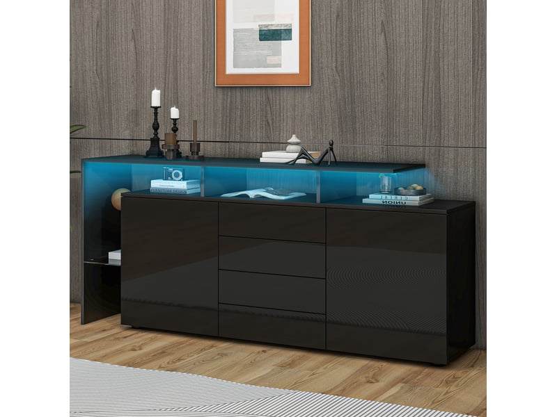  Meuble tv avec led noir 160 x 35 x 70 cm  - Conforama B