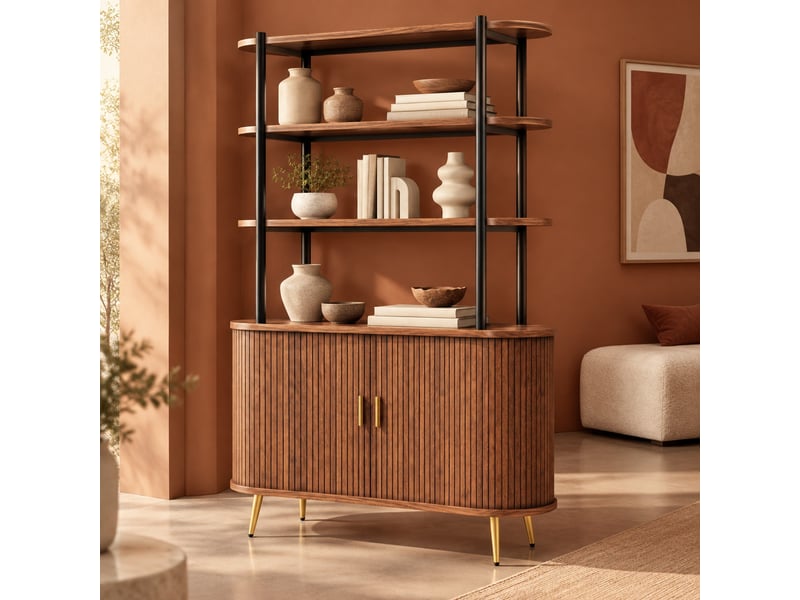  Buffet,120x40x183 cm,portes coulissantes et étagères,mdf,bois foncé  - Conforama B