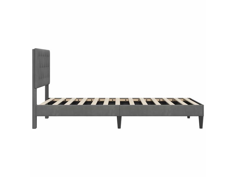  Lit simple- lit adulte -  cadre de lit avec tête de lit gris foncé 80 x 200 cm velours  - Conforama D