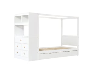 Lit avec rangement 90x200 cm SEYAKANY coloris blanc