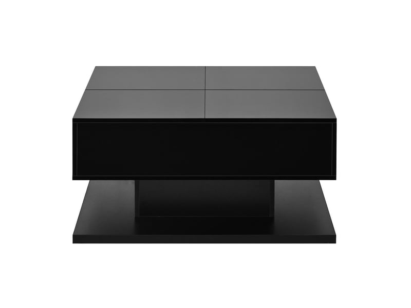  Table basse relevable éclairage led tiroirs de rangement plateau à abattant commande par application finition brillante  - Conforama A