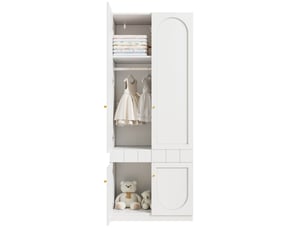 Armoire 4 porte(s) battante  4 tiroir(s) LPOSPI  coloris blanc largeur 160 cm