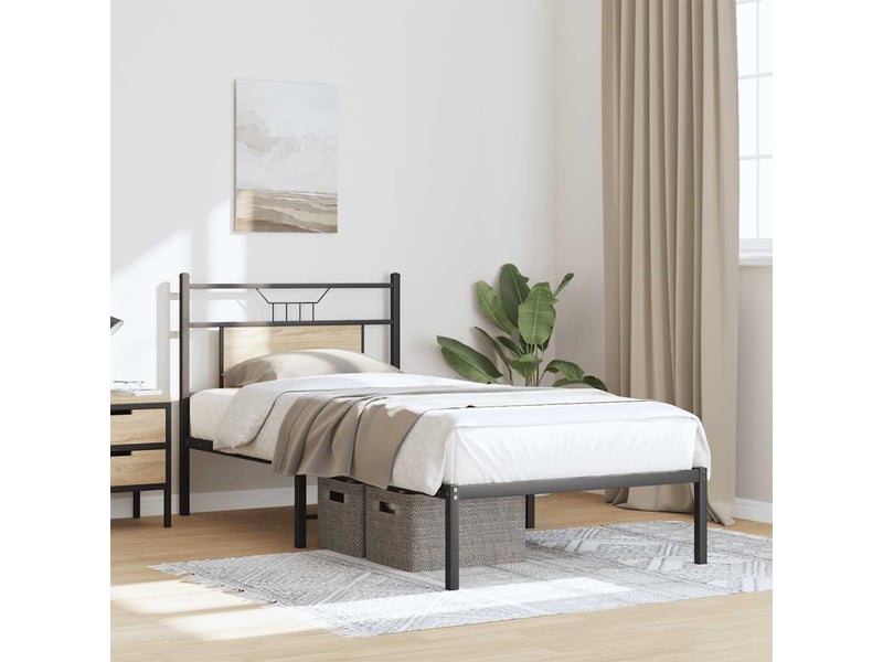  Lit simple- lit adulte -  cadre de lit sans matelas chêne sonoma 90x200 cm  - Conforama C
