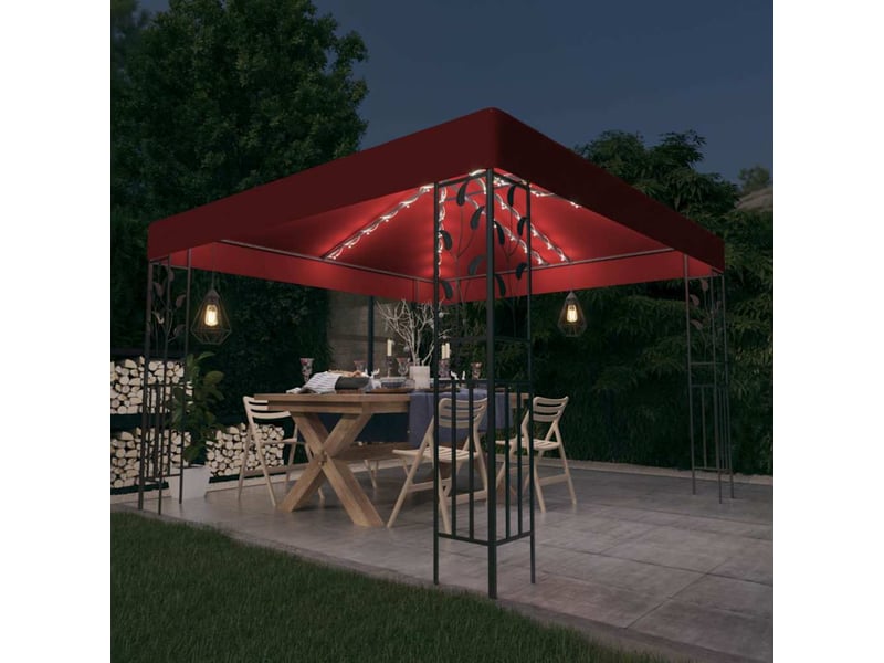  Tonnelle avec guirlande lumineuse à led 3x3 m bordeaux cf62465  - Conforama B