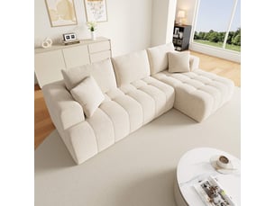 Canapé d'angle modulable en l 244,5 cm, canapé nuage en chenille, modules combinables, sans montage, beige