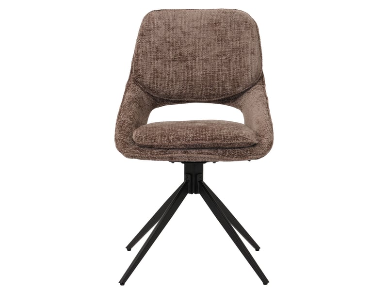  Lot de 2 chaises de salle à manger pivotantes à 180° avec retour automatique assise rembourrée et protections de sol réglables tissu chenille marron et fer 04_0009910  - Conforama D