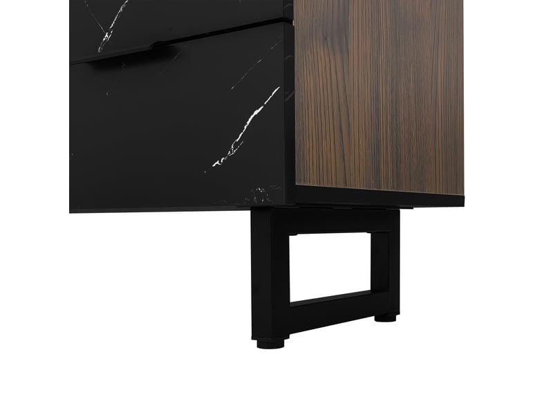  Meuble tv - 200 cm - éclairage led multicolore - pieds 15 cm - design marbré noirbois foncé  - Conforama W