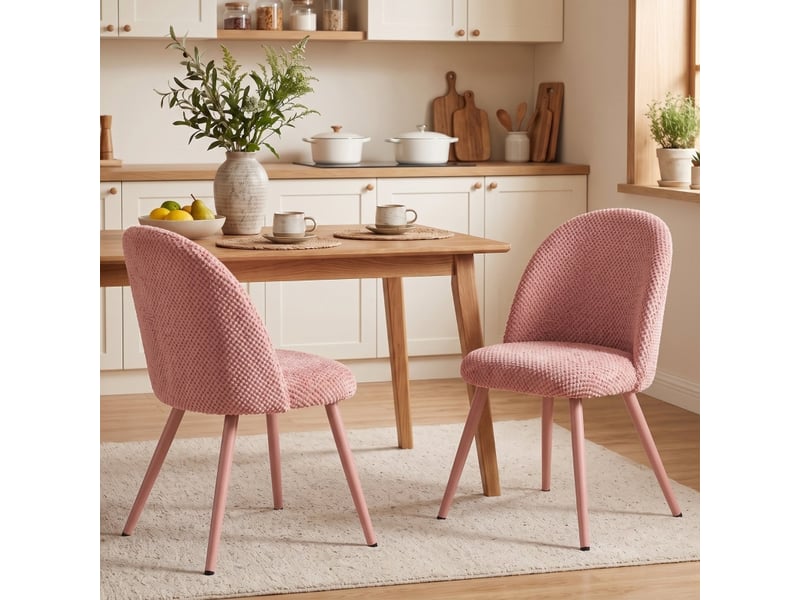  Chaises de salle à manger montiaria velours rembourrées rose  - Conforama B