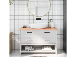 Comptoir de salle de bain, plan de travail marron 120x30x(2-4) cm bois traité cf65785