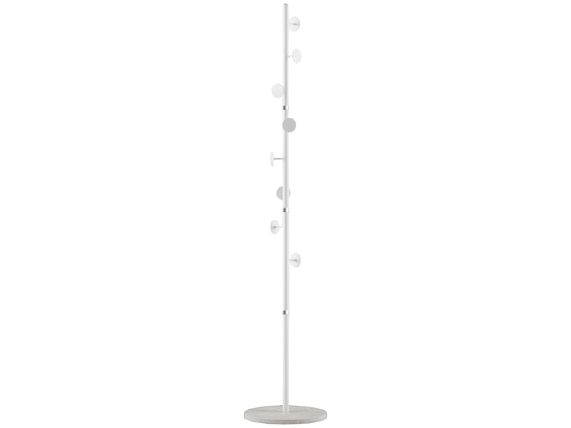  Porte-manteau en acier avec 8 crochets et base ronde en marbre, 35 x 35 x 170 cm, blanc  - Conforama A