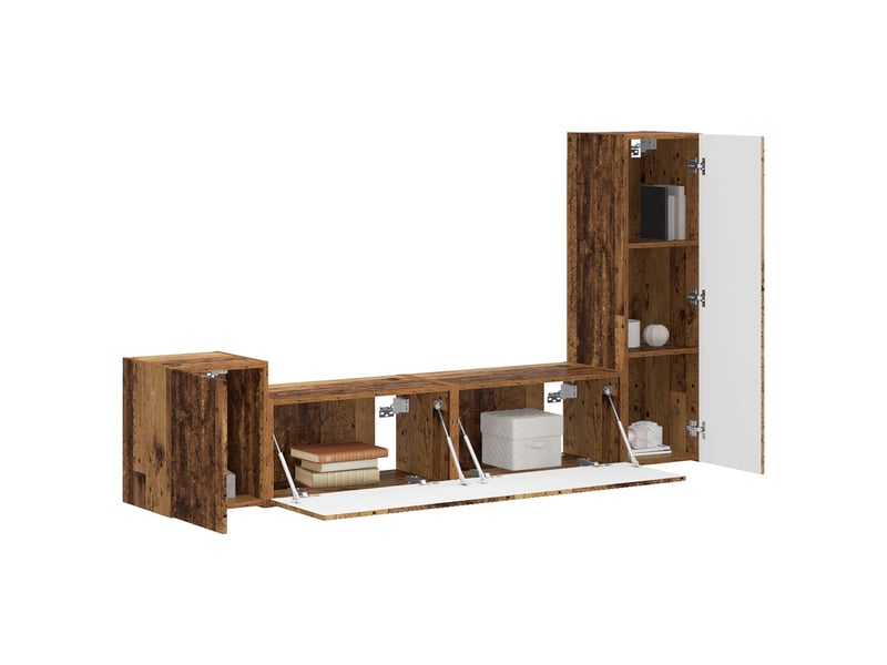  Ensemble meuble tv - banc tv - meuble de rangement 4 pcs bois ancien bois d'ingénierie  - Conforama C