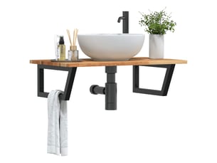 Étagère de vasque | étagère murale acier et bois massif d'acacia shl8030