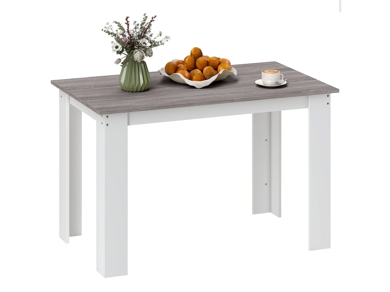  Table à manger table de cuisine moderne avec grand plateau 4-6 personnes en panneau de particules 120x69x75cm gris  - Conforama A