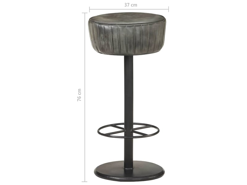  Tabouret de bar, chaise de bar gris cuir véritable  - Conforama E