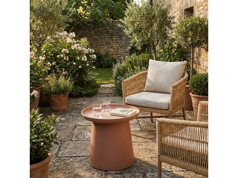  Petite table basse ronde en polypropylène d'intérieur et extérieur krk - rose  - Conforama B