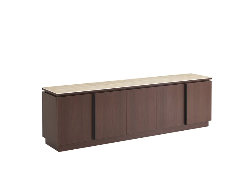  Meuble tv baieta mdf effet noyer plateau céramique travertin mat 200 cm  - Conforama A