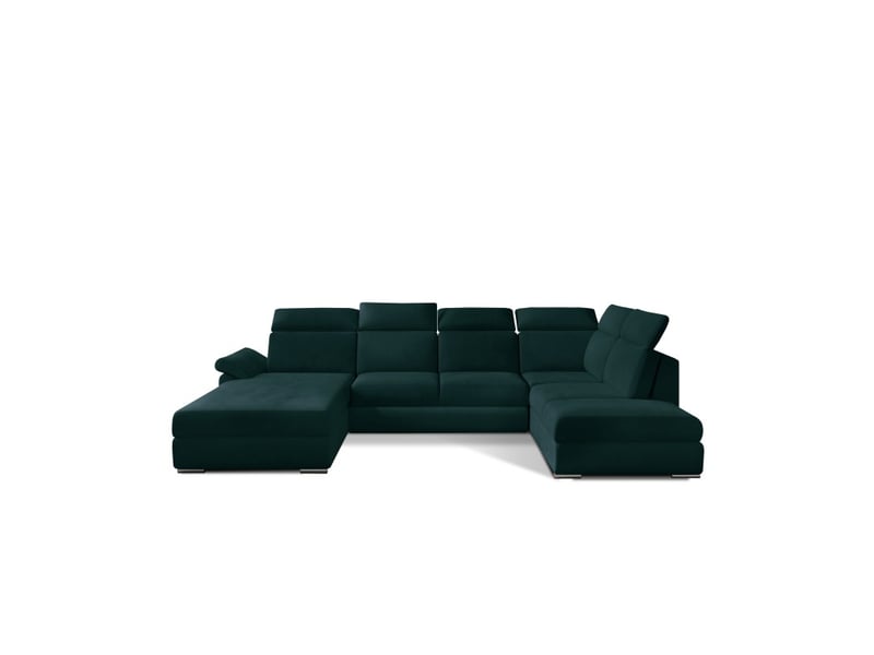 Canapé panoramique convertible majesta 5 places vert foncé – angle droit avec coffre - Conforama A