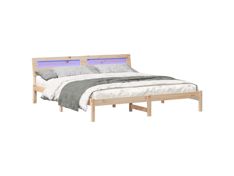 Lit double- lit adulte - cadre de lit avec tête de lit marron 200 x 200 cm pin massif - Conforama B