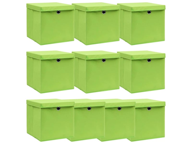  Boîtes de rangement avec couvercles 10pcs vert 32x32x32cm tissu  - Conforama B