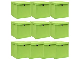 Boîtes de rangement avec couvercles 10pcs vert 32x32x32cm tissu