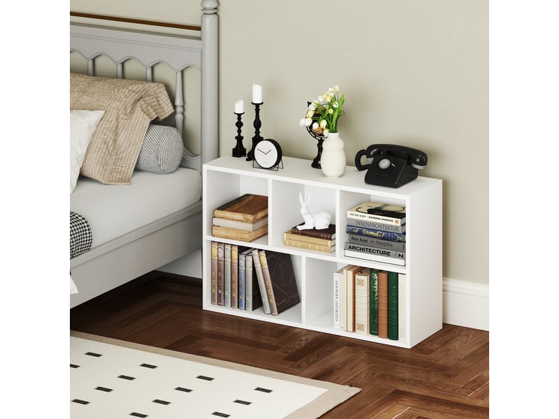  Bibliothèque étagère de rangement avec 5 compartiments, pour salon chambre à coucher bureau, 50x24x80cm, blanc  - Conforama D