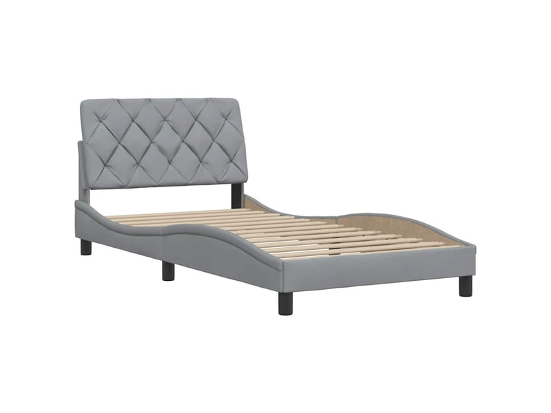  Lit simple- lit adulte -  cadre de lit sans matelas gris clair 100x200 cm tissu  - Conforama C