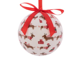 Boule de noël en papier imprimé teckels d. 75 mm