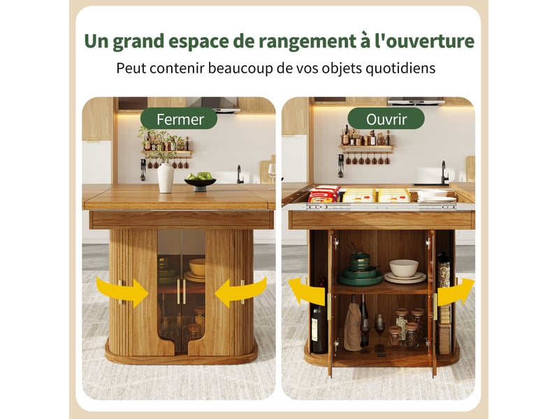  Table de salle à manger ronde, 118x118x77 cm, extensible 6 places pour 6 personnes, repas, pratique, mdf, coloris noyer  - Conforama D
