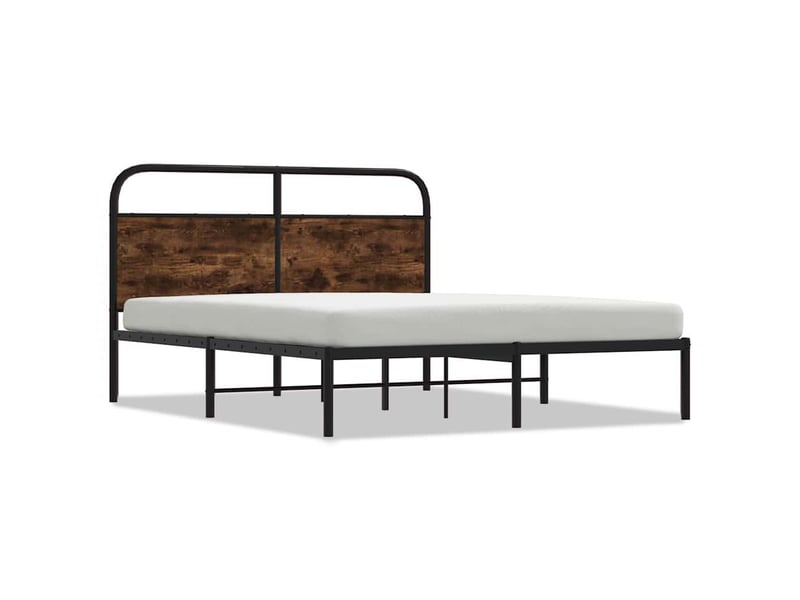  Lit double- lit adulte -  cadre de lit sans matelas 150x200 cm chêne fumé bois ingénierie  - Conforama A