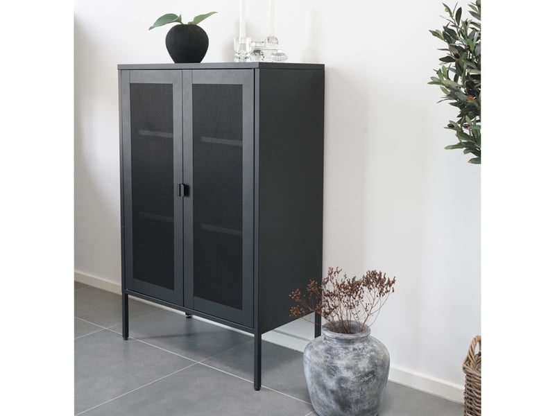  Stak-rangement 2 portes grillagées en acier noir 80x120 cm  - Conforama B