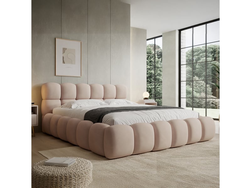  Lit coffre tomaso 180cm velours beige  - Conforama B