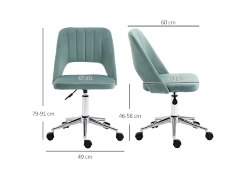  Chaise de bureau verte sans accoudoirs, réglable et pivotante  - Conforama B