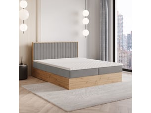 Lit avec rangement 140x200 cm <strong>MASSENO</strong>  <strong></strong> coloris gris