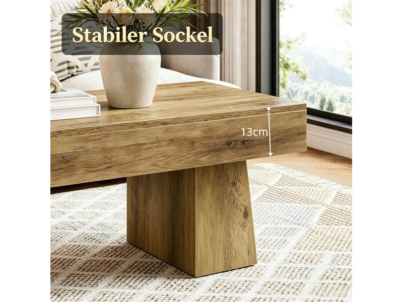  Table basse rectangulaire 120x60x50 cm – marron – mdf style campagne, pieds réglables et surface résistante  - Conforama E