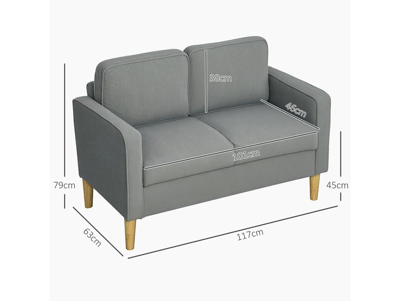  Canapé 2 places 117x63x79 cm avec rangement gris clair  - Conforama C