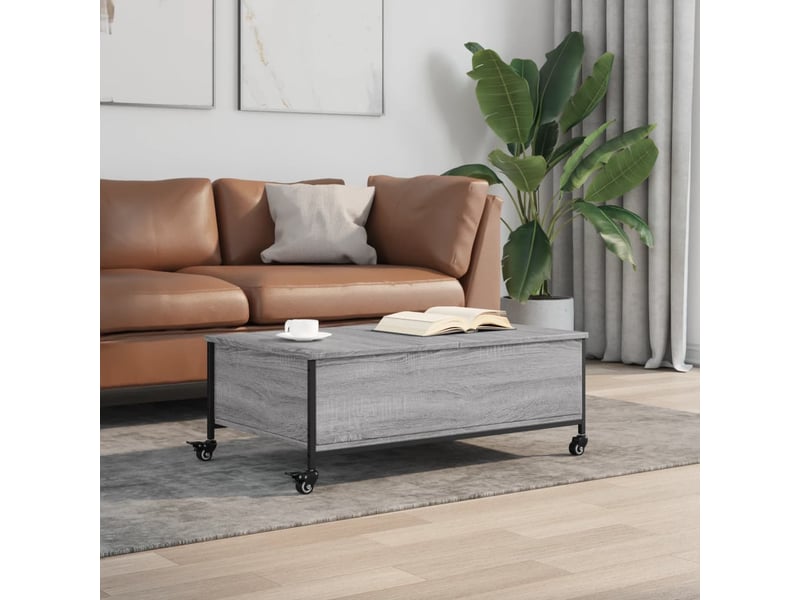  Table basse | table d'appoint salon avec roulettes sonoma gris bois d'ingénierie  - Conforama C