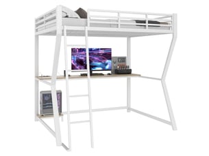 Lit mezzanine 140x200 cm <strong>MERAX</strong>  <strong>lit enfant blanc</strong> coloris blanc
