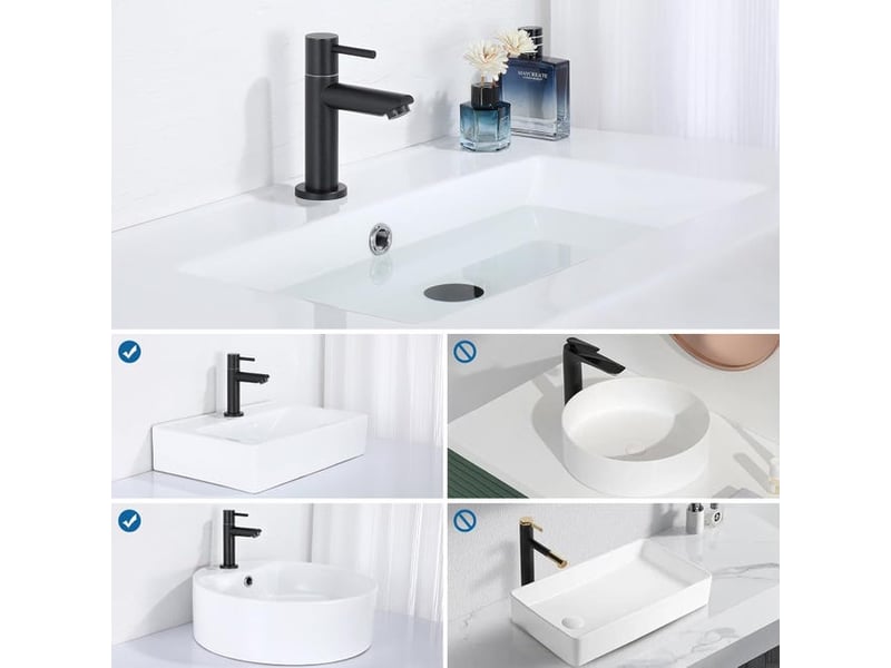  Robinet d'évier noir pour eau froide, tuyau non inclus  - Conforama C