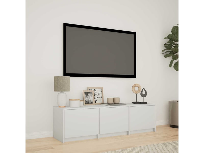 Meuble tv - banc tv - meuble de rangement avec led 140 x 34 x 40 cm blanc bois d’ingénierie - Conforama B
